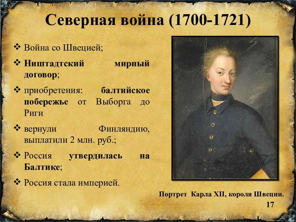 Северная война 1700-1721: причины ход, итоги (кратко)