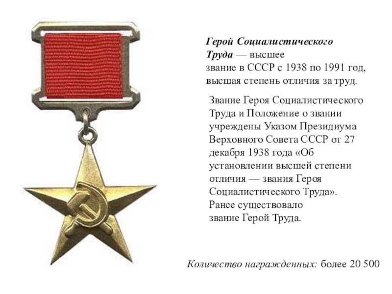 Звание героя социалистического труда (ссср) — медали и ордена