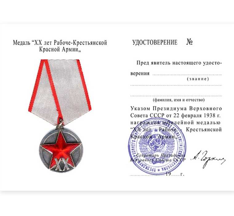 Колодка для медали 20 лет ркка