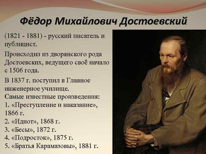 Список произведений достоевского