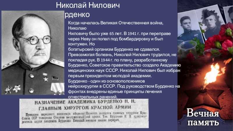Бурденко николай нилович - исторические личности в медицине