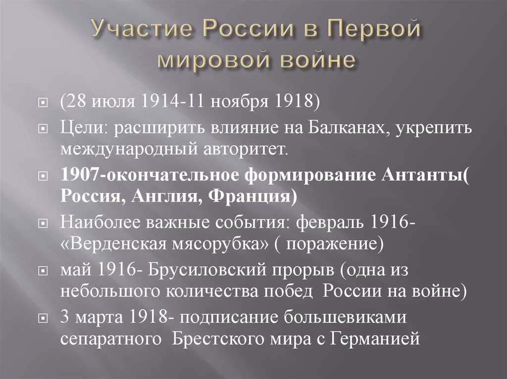 Первая мировая война 1914-1918: причины, события и условия мира для россии - узнай что такое