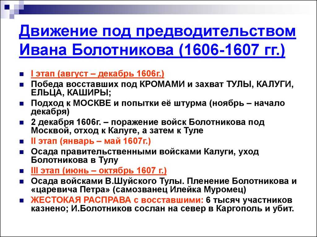Восстание болотникова (кратко)