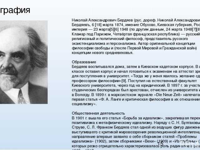 Бердяев николай александрович - биография. николай бердяев - биография, информация, личная жизнь
