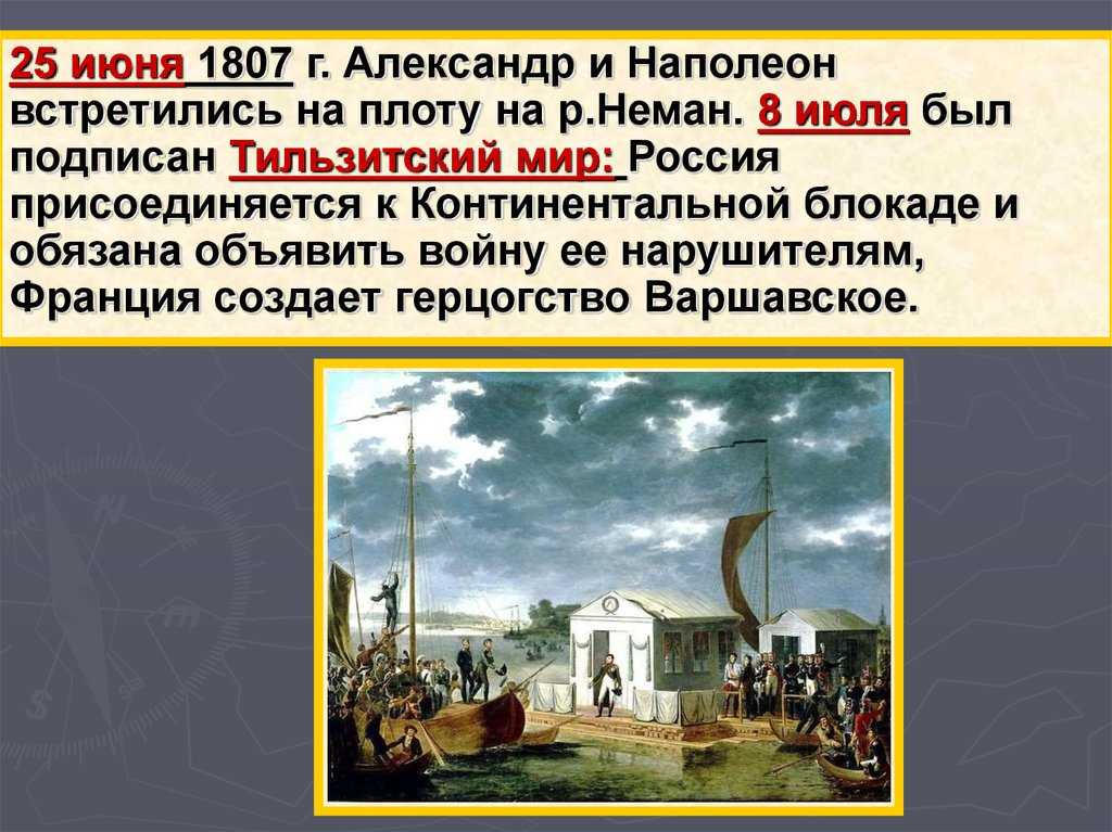 Тильзитский мир – условия мирного договора, подписание и заключение в 1807 году кратко