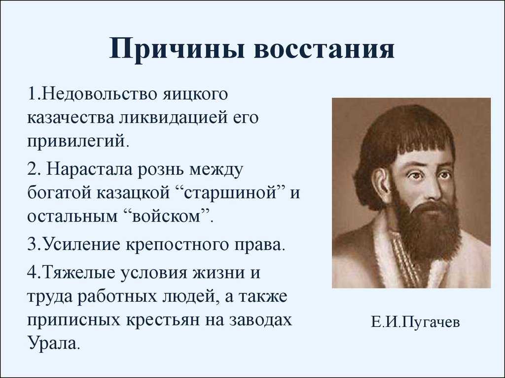 Восстание пугачева: предпосылки, причины, последствия