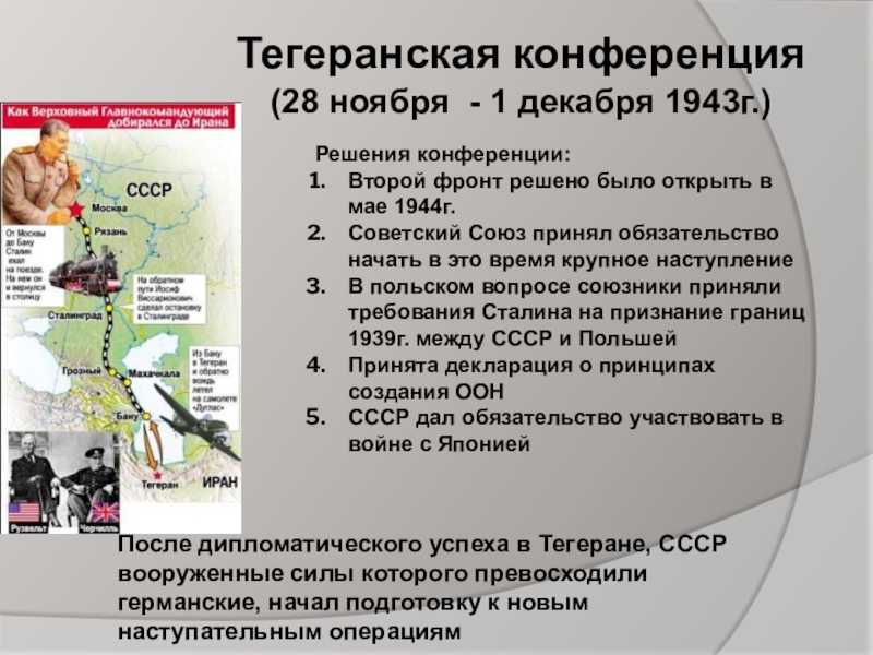 Тегеранская конференция 1943 года - цель, итоги, значение